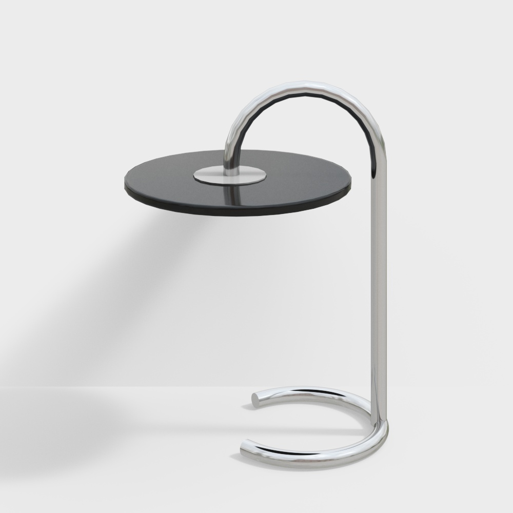 Modern Minimalist Metal Side Table 3D Model – Silver & Glass