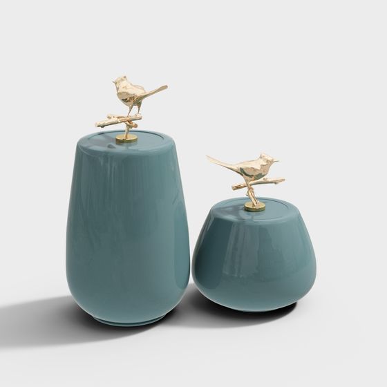 Elegant Low-Poly Ceramic Jars 3D model