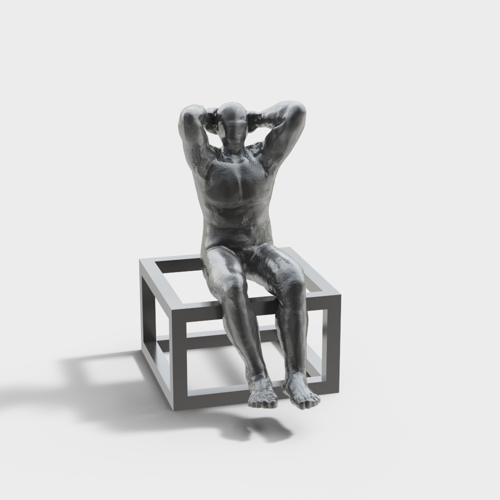The Thinker Low Poly 3D Model