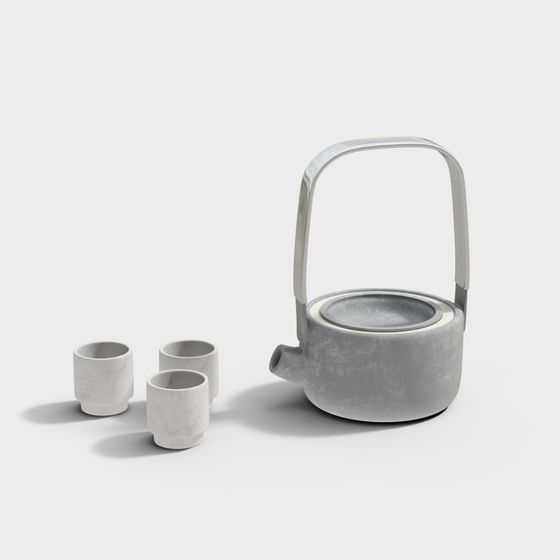 Elegant Low-Poly Tea Set 3D model for Designers