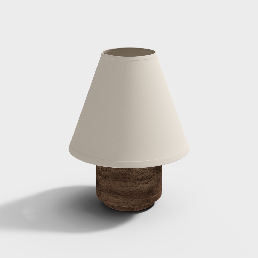 Stylish Low-Poly Table Lamp 3D Model – Beige & Brown Design