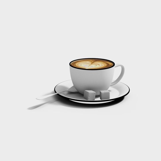 Low Poly Coffee Cup Set 3D model