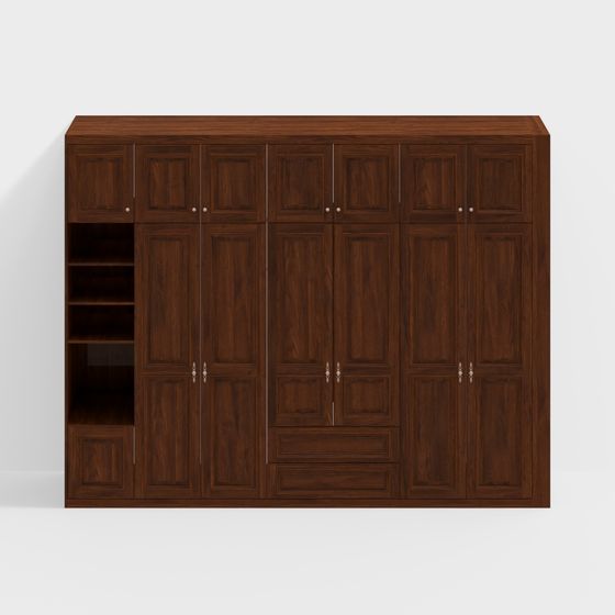 Vintage Wooden Wardrobe 3D model