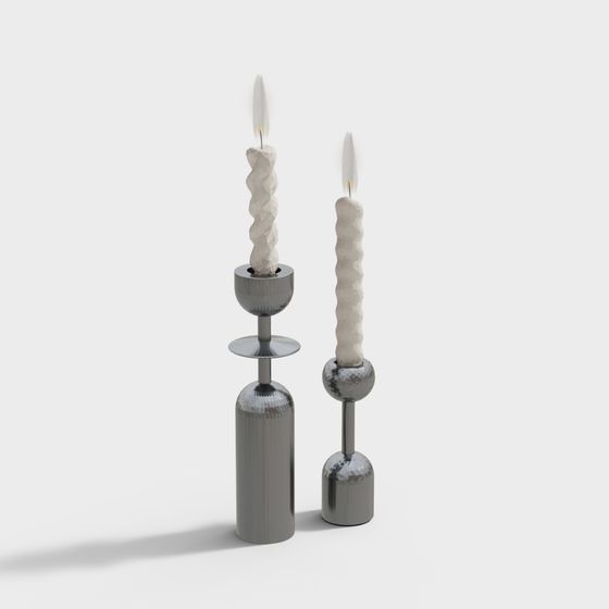 Minimalist Candle Holder 3D model Set