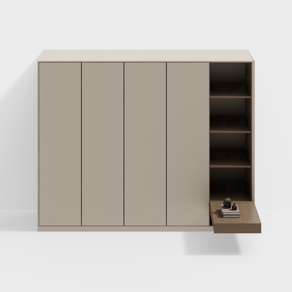 Minimalist Storage Cabinet 3D Model – Wood Texture