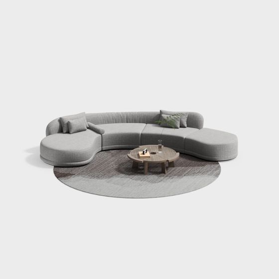 Stylish Curved Sofa 3D model for Modern Interiors