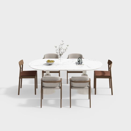 Set Tavolo e Sedie in Stile Crema Moderno