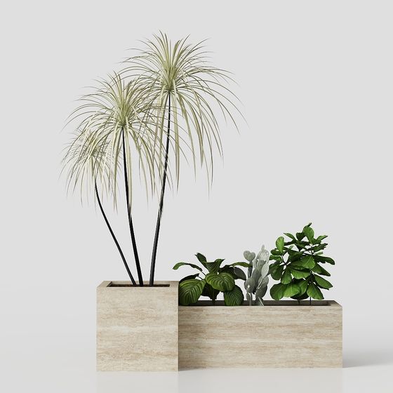 Stylish Low-Poly Plant Pot 3D Model for Modern Spaces