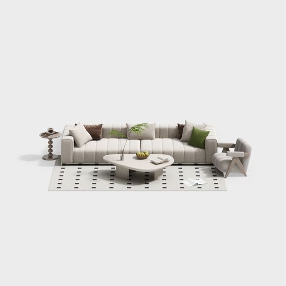 Chic Low-Polygon Sofa 3D model for Contemporary Spaces