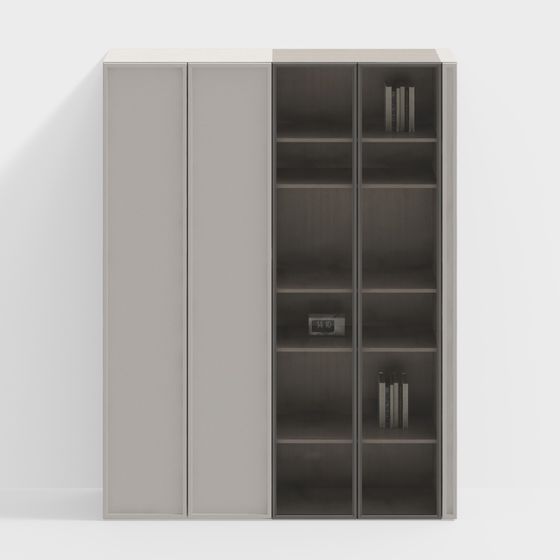 Modern Minimalist Low-Poly Bookshelf 3D model