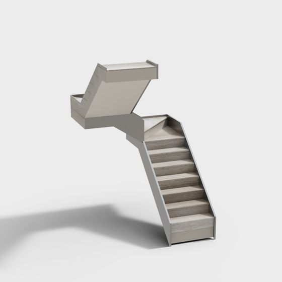 Elegant Low-Poly Floating Staircase 3D Model