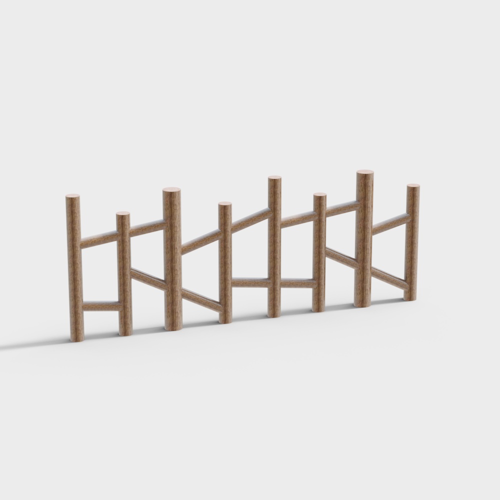 Charming Low-Polygon Wooden Fence 3D model