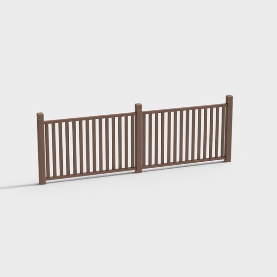 Low Polygon Wooden Fence 3D model