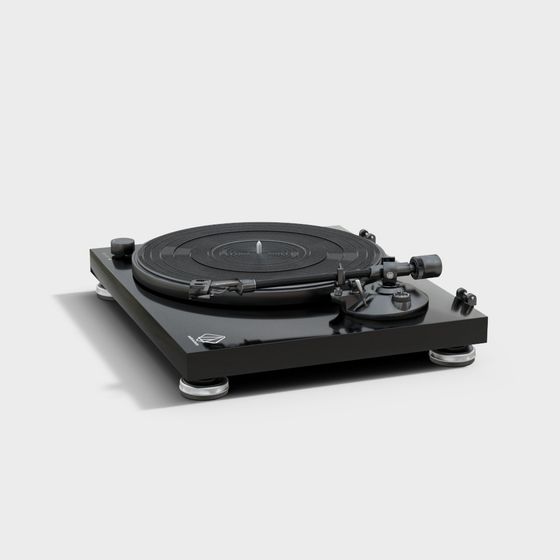 Stylish Retro Vinyl Turntable 3D model for Creative Projects