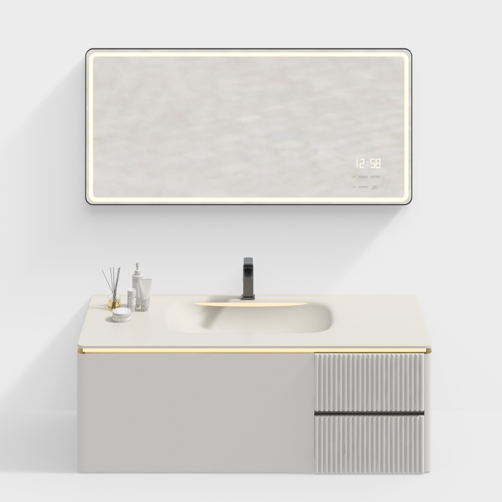 Cremefarbener Badezimmerschrank