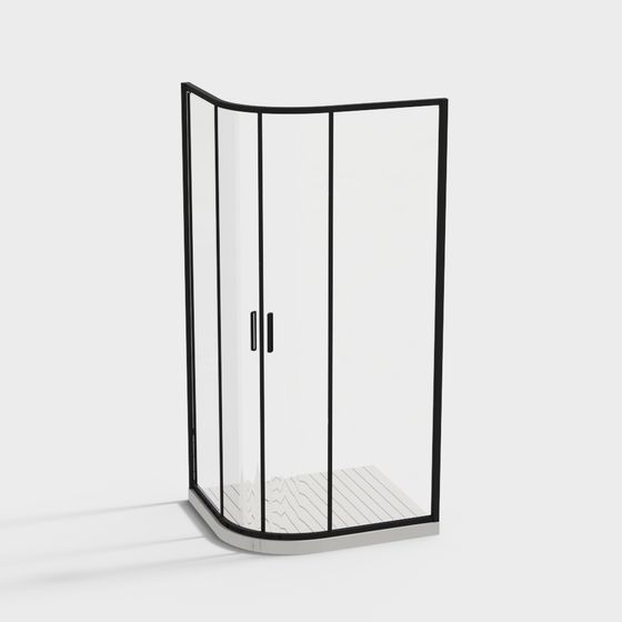 Curved Shower Room 3D model for Modern Aesthetics