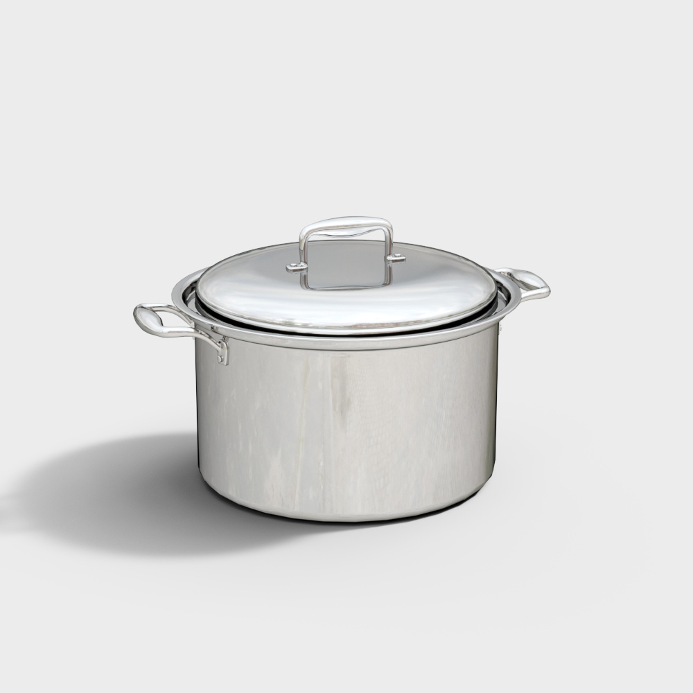 Realistic Stainless Steel Pot 3D model