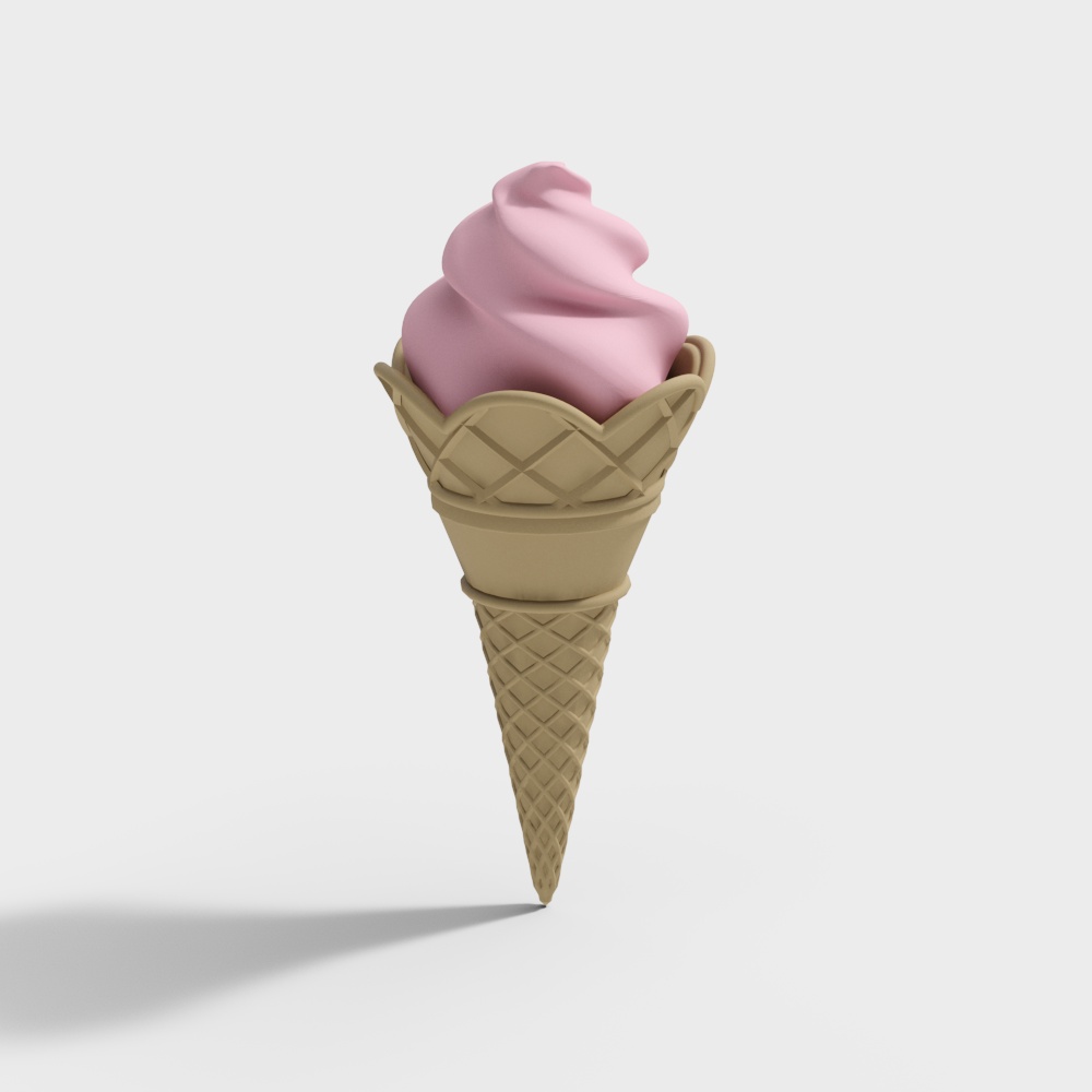 Refreshing Low-Poly Ice Cream Cone 3D model