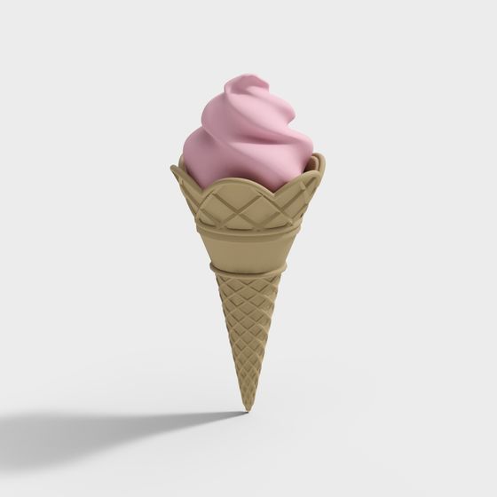 Refreshing Low-Poly Ice Cream Cone 3D model
