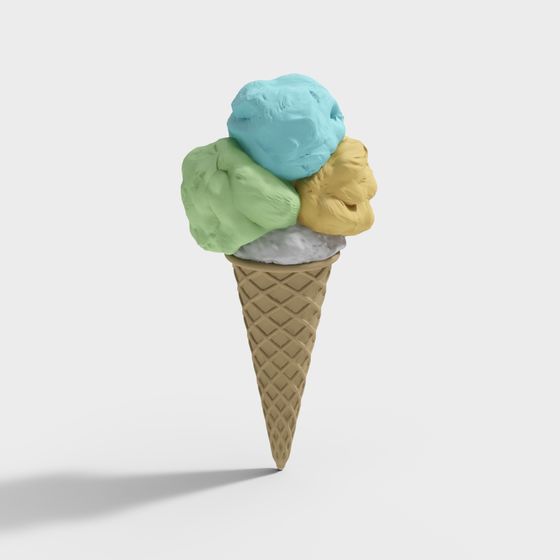 Low-Poly Ice Cream Cone 3D model