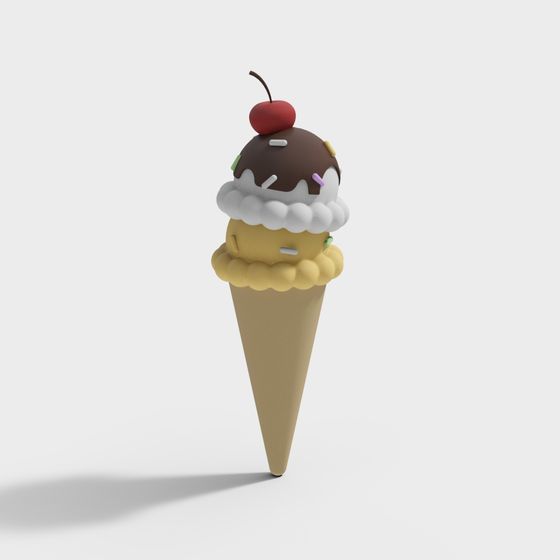 Delicious Ice Cream 3D model in Low-Poly Style
