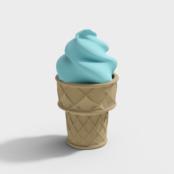 Low-Poly Ice Cream Cone 3D Model
