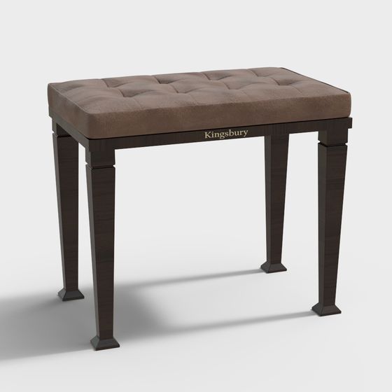 American Piano Stool 3D Model in Brown
