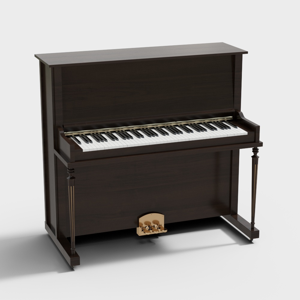 Elegant 3D Piano Model with Modern Vintage Design