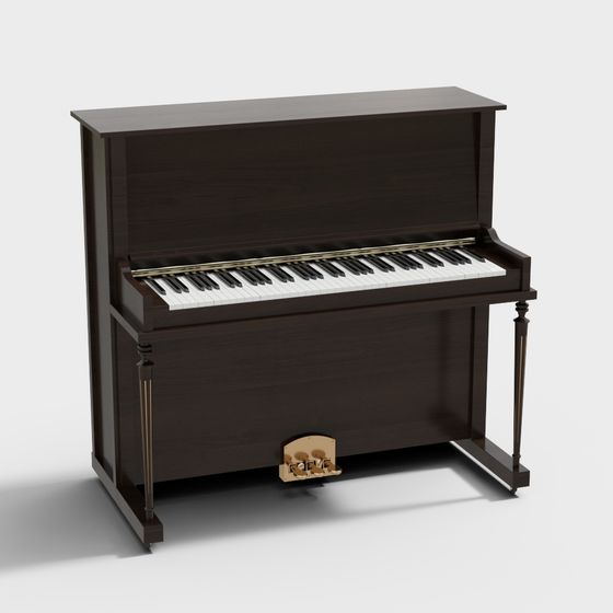 Elegant 3D Piano Model with Modern Vintage Design