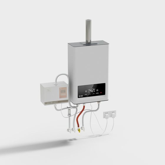 Compact Gas Water Heater 3D model for Modern Homes