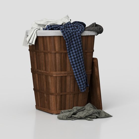 Vintage Wooden Laundry Basket 3D model for Creative Projects