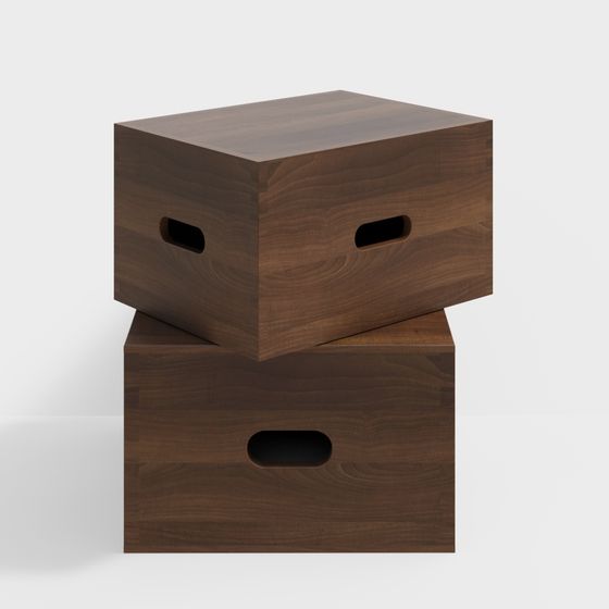 Stylish Wooden Storage Box 3D model