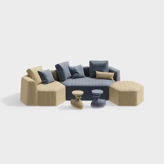 Low-Poly 3D Sofa Set Model for Modern Interiors