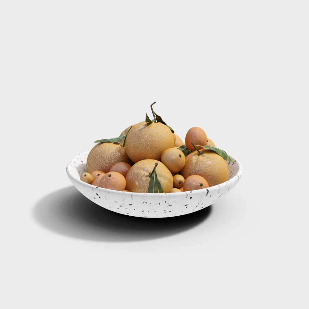 Citrus Fruit Bowl 3D Model – Low-Poly Vibrant Oranges