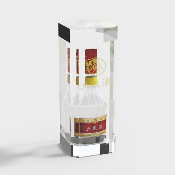 Stylish Low-Poly Liquor Bottle Packaging 3D model