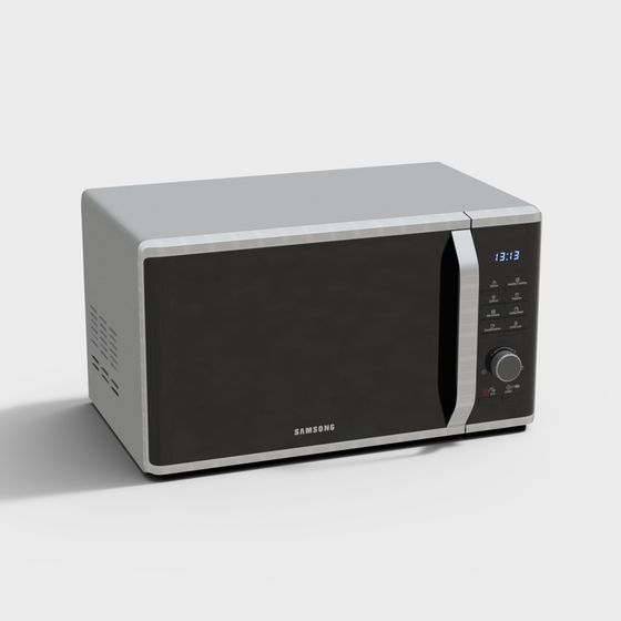 Black Microwave Oven 3D Model for Kitchen Use