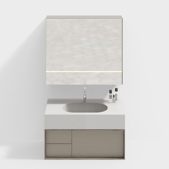 Stylish Low-Poly Bathroom Cabinet 3D model