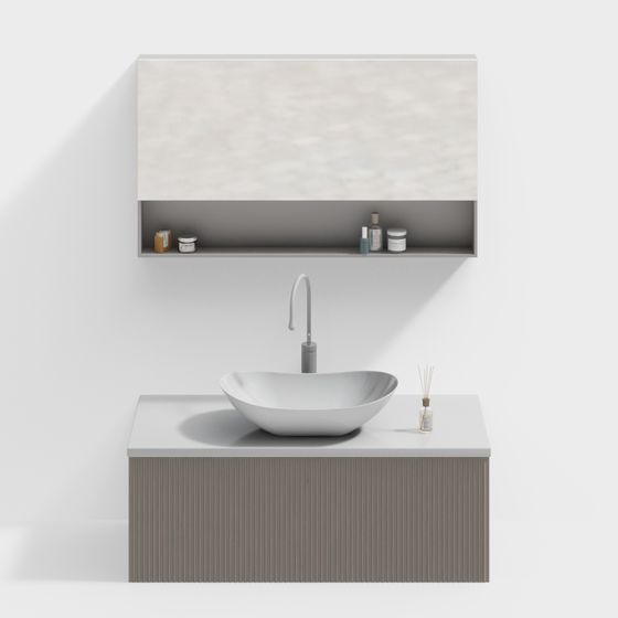 Modern Minimalist Bathroom Vanity 3D model