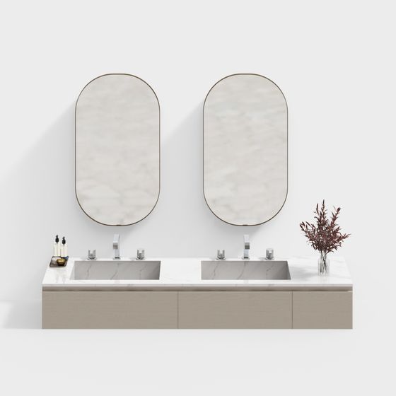 Modern Minimalist Double Sink Bathroom Vanity 3D model