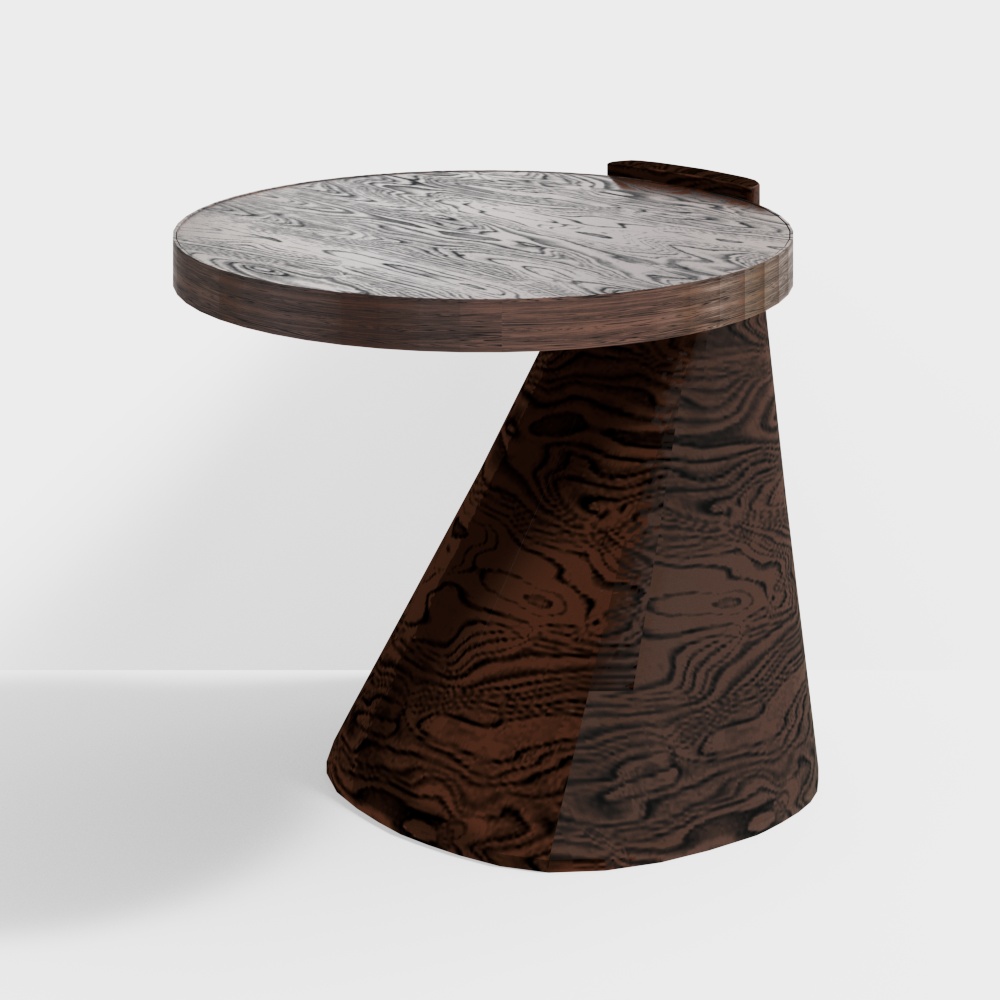 Rippled Wood Table 3D Model – Minimalist Natural Design