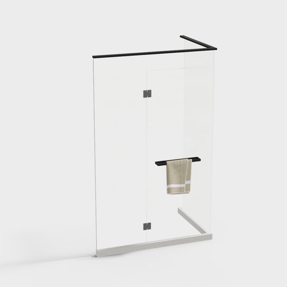 Elegant Glass Shower Room 3D model for Contemporary Spaces