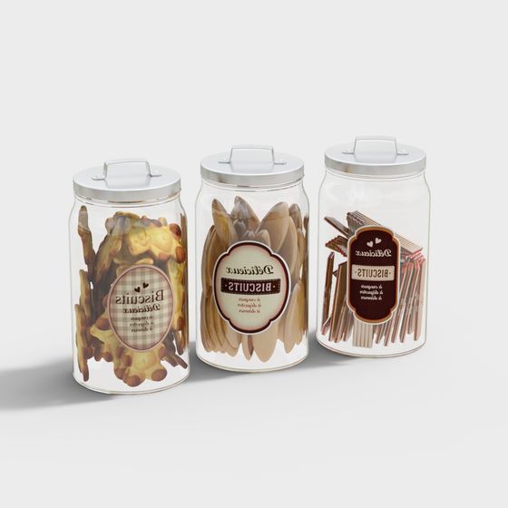 Golden Glass Jar for Snacks 3D Model for Stylish Storage