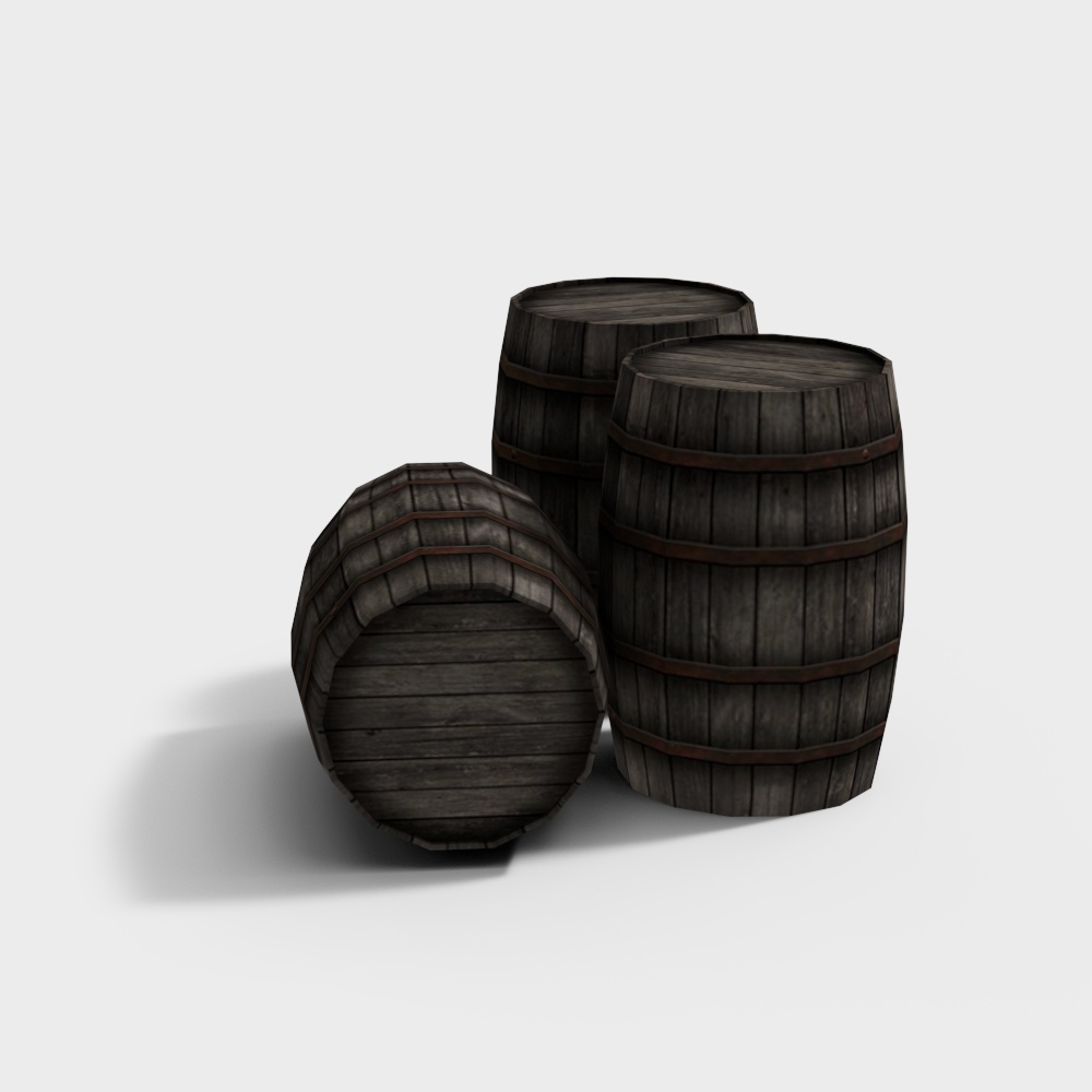 Ancient Wooden Barrel 3D model