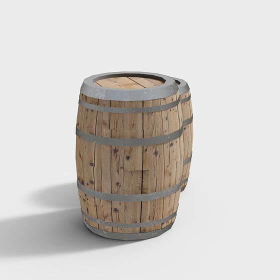 Rustic Wooden Barrel 3D model