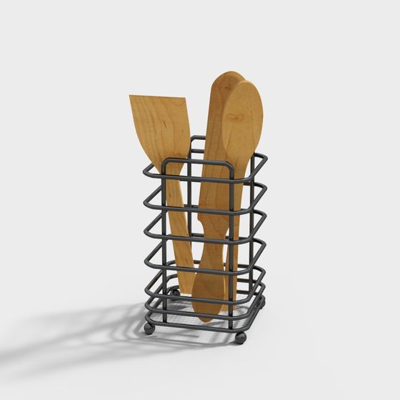 Elegant Wooden Kitchen Storage Rack 3D model