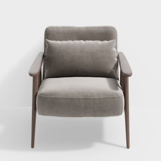 Elegant and Quiet Single Sofa 3D Model in Gray