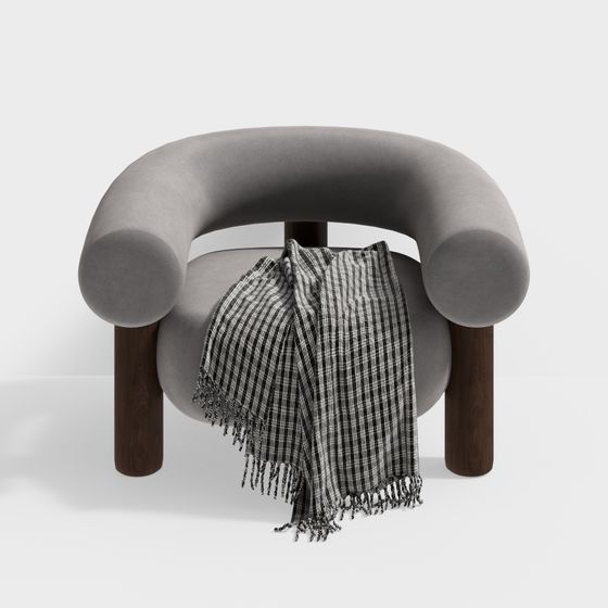 Stylish Curved Armchair 3D model for Contemporary Design