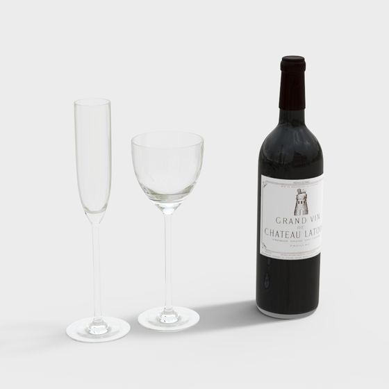 Chateau Latour Wine Set 3D model for Elegant Spaces
