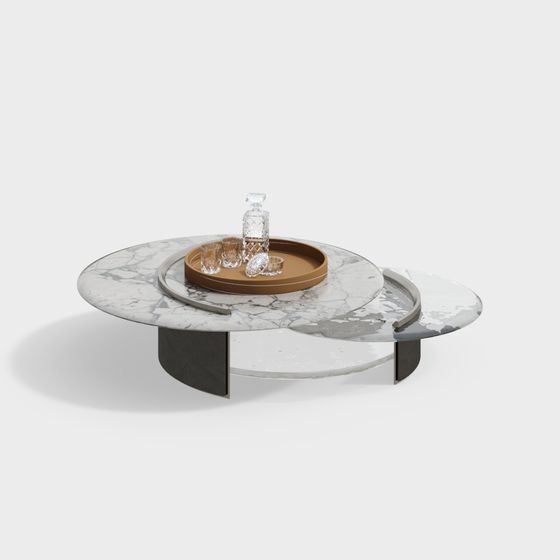 Stylish Low-Polygon Marble Round Table 3D model