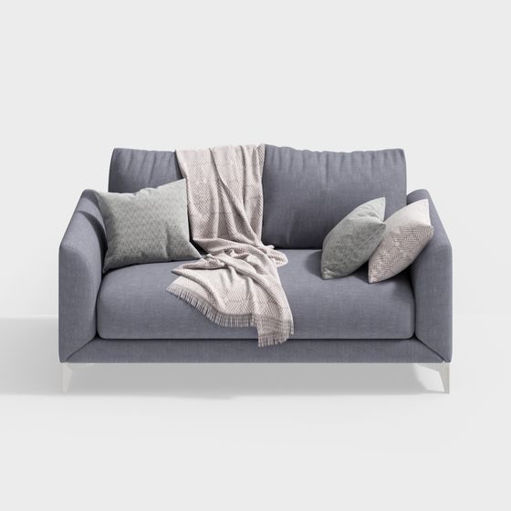 Elegant Minimalist Gray Sofa 3D model for Modern Interiors
